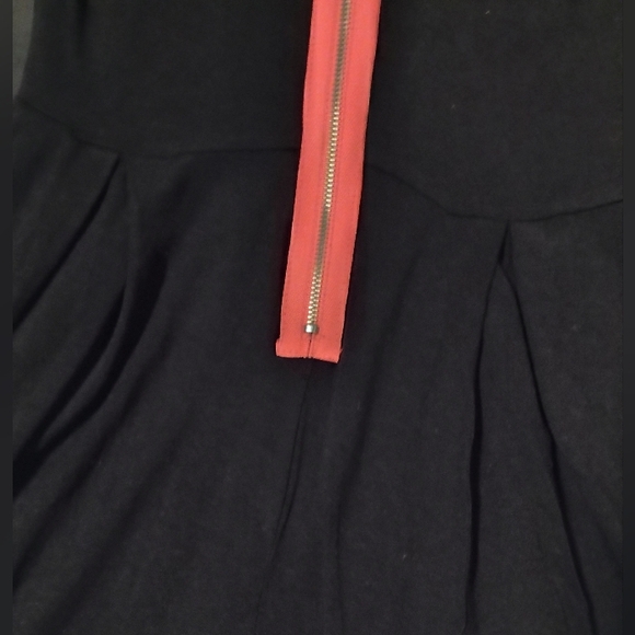 Black Fit-and-Flare Mini Dress with Pink Back Zip - Picture 8 of 8